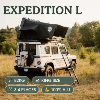 Tente de toit GoOverland Expedition XL – 4‑5 places, isolation thermique 4 saisons, échelle télescopique