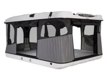 Tente de toit James Baroud Grand Raid M EVO – Coque en fibre de verre, 360° panoramique, porte‑bagages intégrés