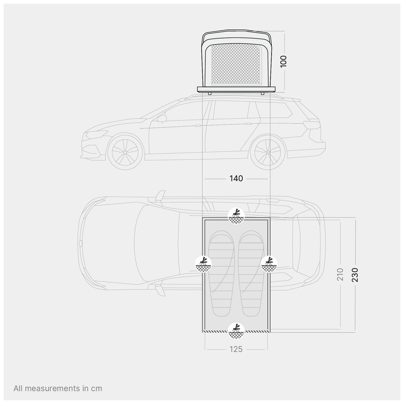Tente de toit Qeedo Freedom Hybrid 2 - vue 2 Tente de toit Qeedo Freedom Hybrid 2 - vue 2