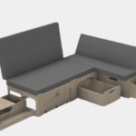 Lit peigne modulable en L pour van & petits utilitaires – convertible + coffre de rangement