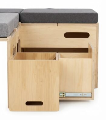 Lit peigne en L pour van aménagé – convertible en couchage + couchage spacieux